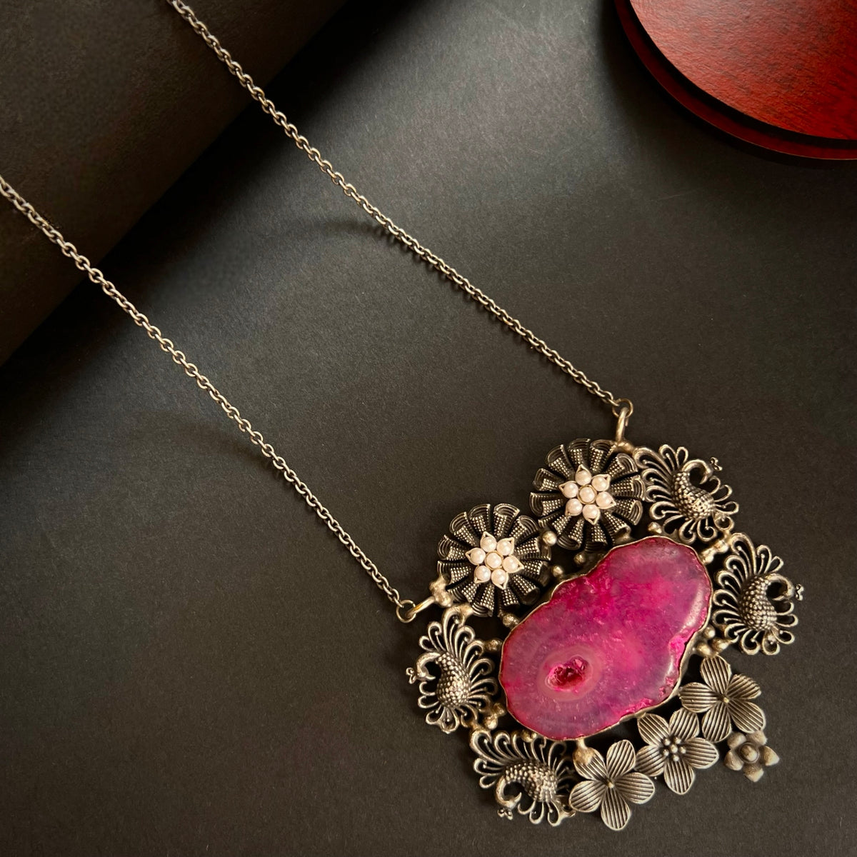 DHIRVANI HAND MADE AND HAND HAMMERED SILVER LOOK ALIKE RUSTIC ANTIQUE MALA ML74