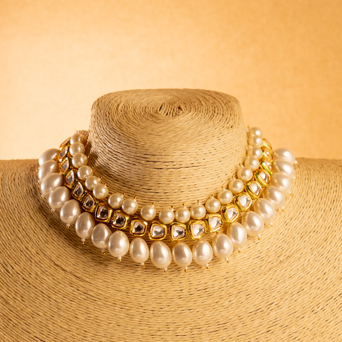 SAMANTH KUNDAN PEARL HANDMADE NECKPIECE NECKLACE NL38