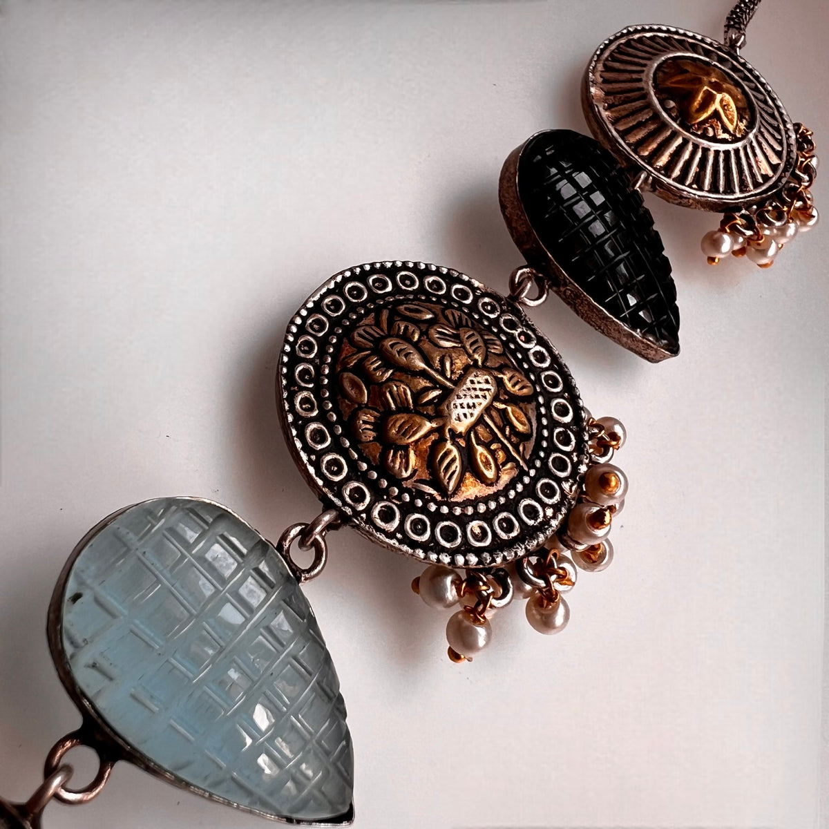 RITHANA BIJOUX PREMIUM AND EXCLUSIVE HAND HAMMERED HANDMADE CHOKER WITH EARRINGS CH101