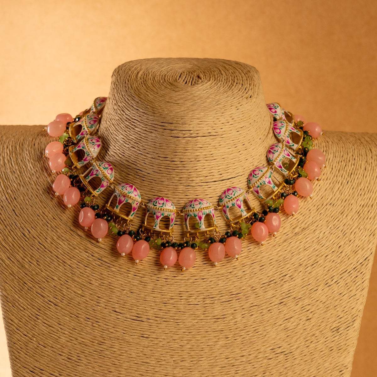 NIKARA HAND PAINTED AND HANDMADE RUSTIC LOOK NECKPIECE NECKLACE NL70