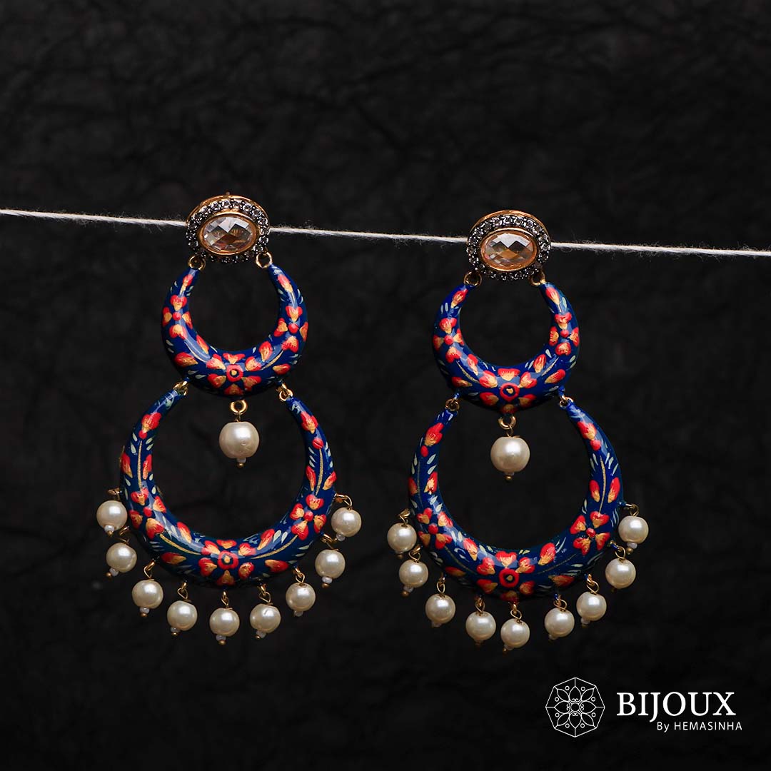 ROZAFA GOLD TONE HANDMADE EARRINGS/DANGLER ER606