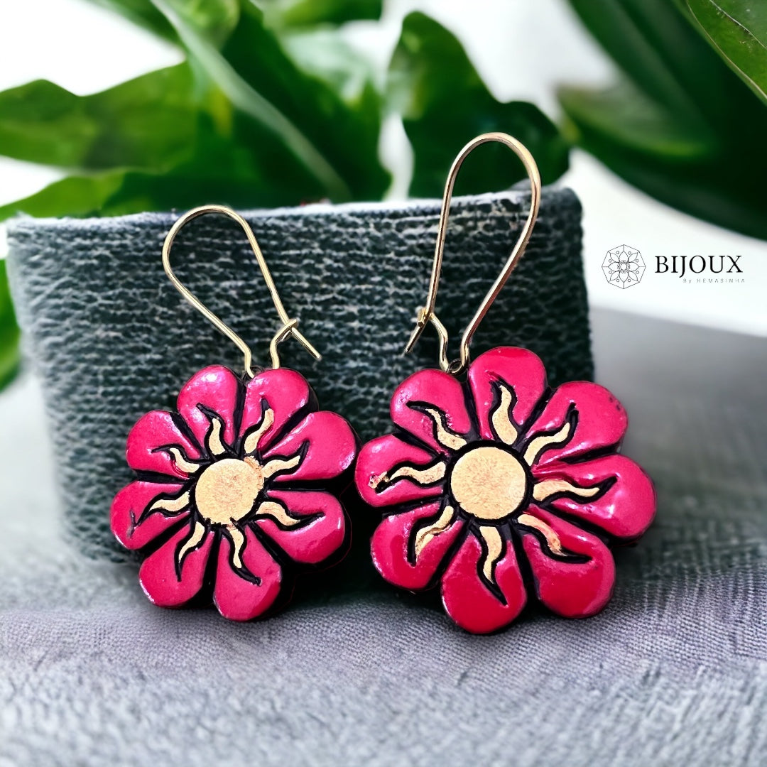 FLEUR ROUGE ET BLANC TERRACOTTA NECKLACE WITH EARRINGS TR21