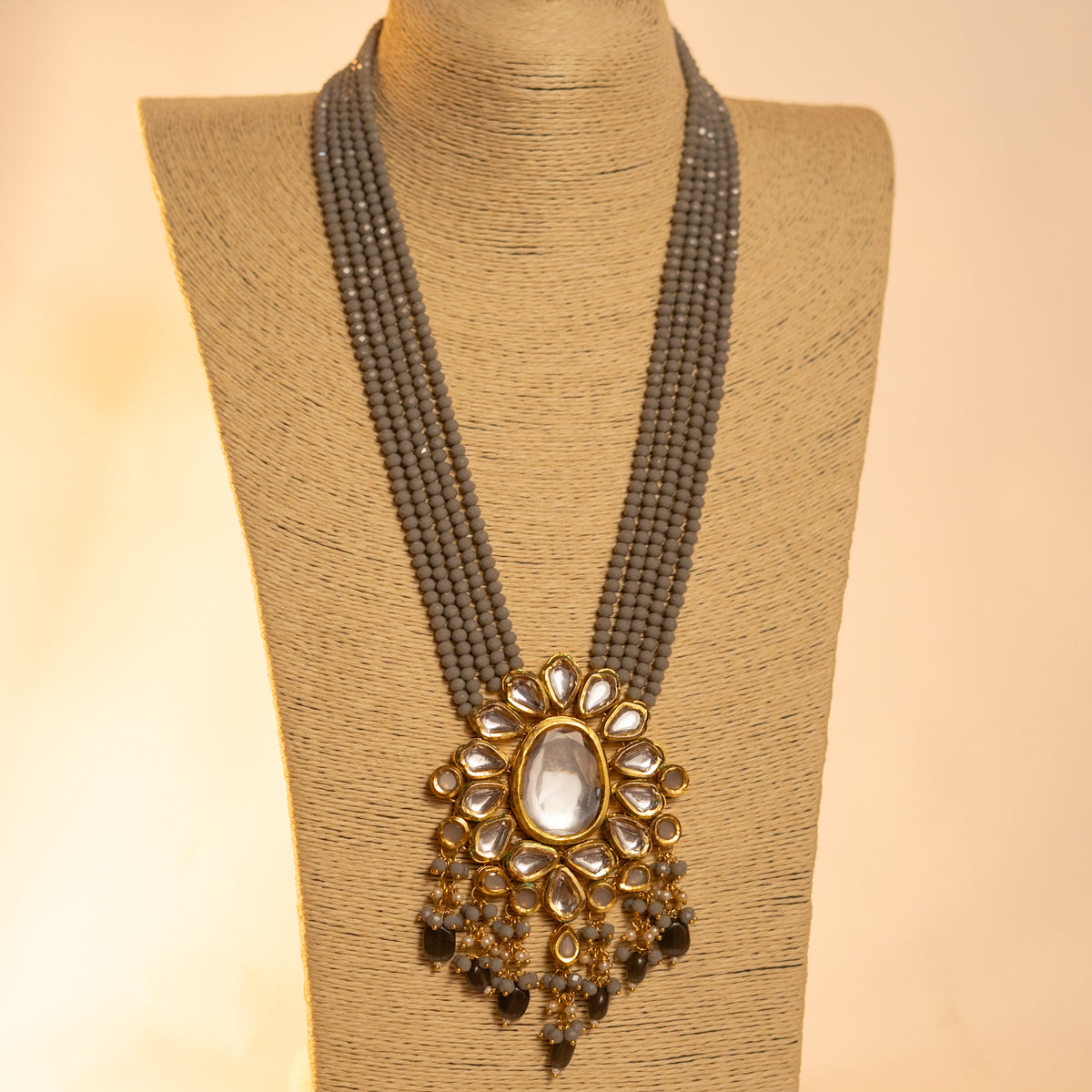 DISHIRA CRYSTAL HANDMADE  MALA WITH EARRING ML10