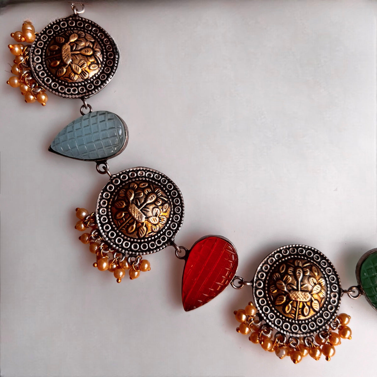 RITHANA BIJOUX PREMIUM AND EXCLUSIVE HAND HAMMERED HANDMADE CHOKER WITH EARRINGS CH101