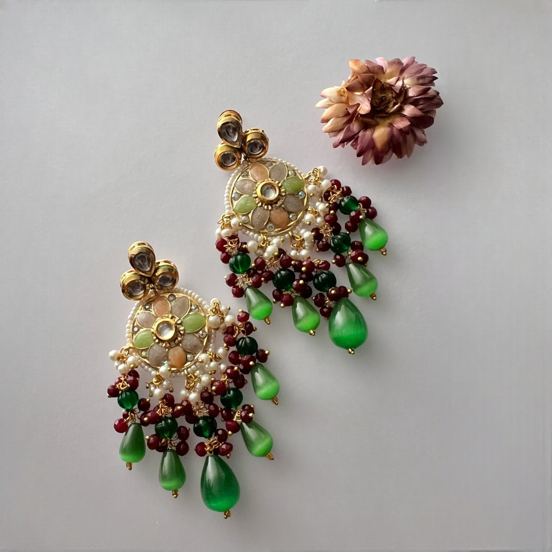 REETHANA BIJOUX PREMIUM HANDMADE CHOKER WITH EARRINGS AND TIKKA CH395