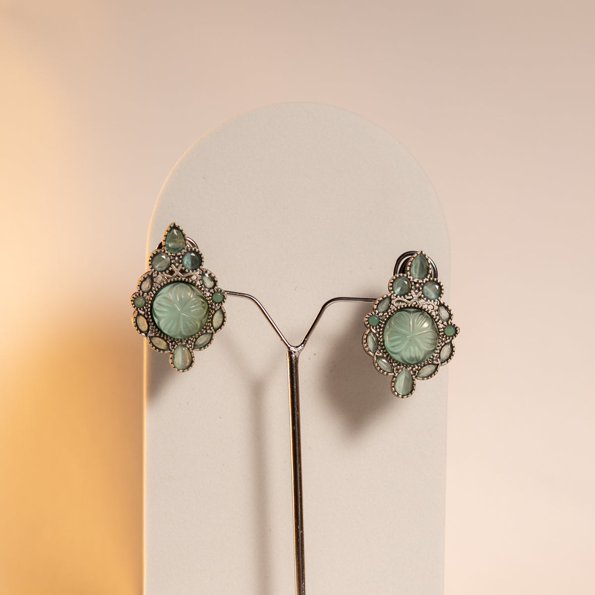 PRIYANKA LAYERED PEARL CARVING STONE HANDMADE STATEMENT MALA ML100