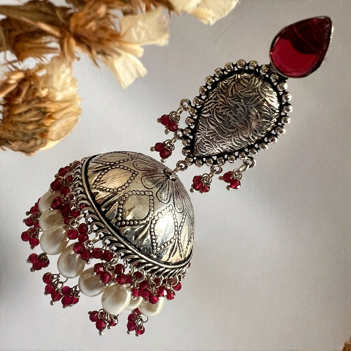 JONIDA SILVER LOOK ALIKE HANDMADE JHUMKAS ER578