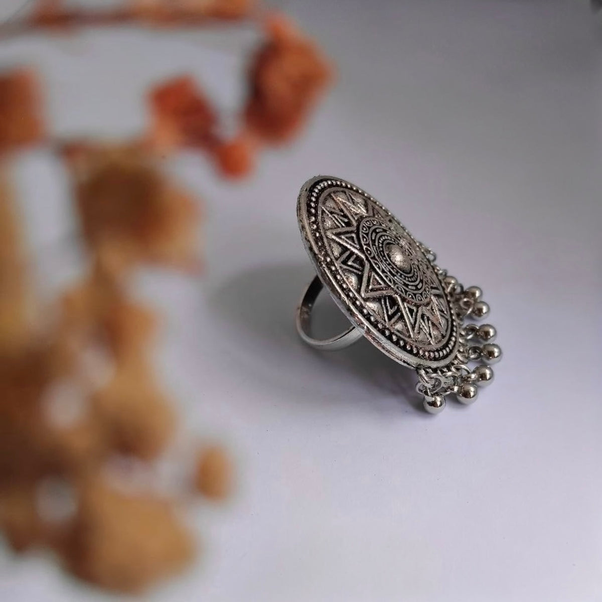 SHINARA OXIDIZED FINISH STONE RING R92