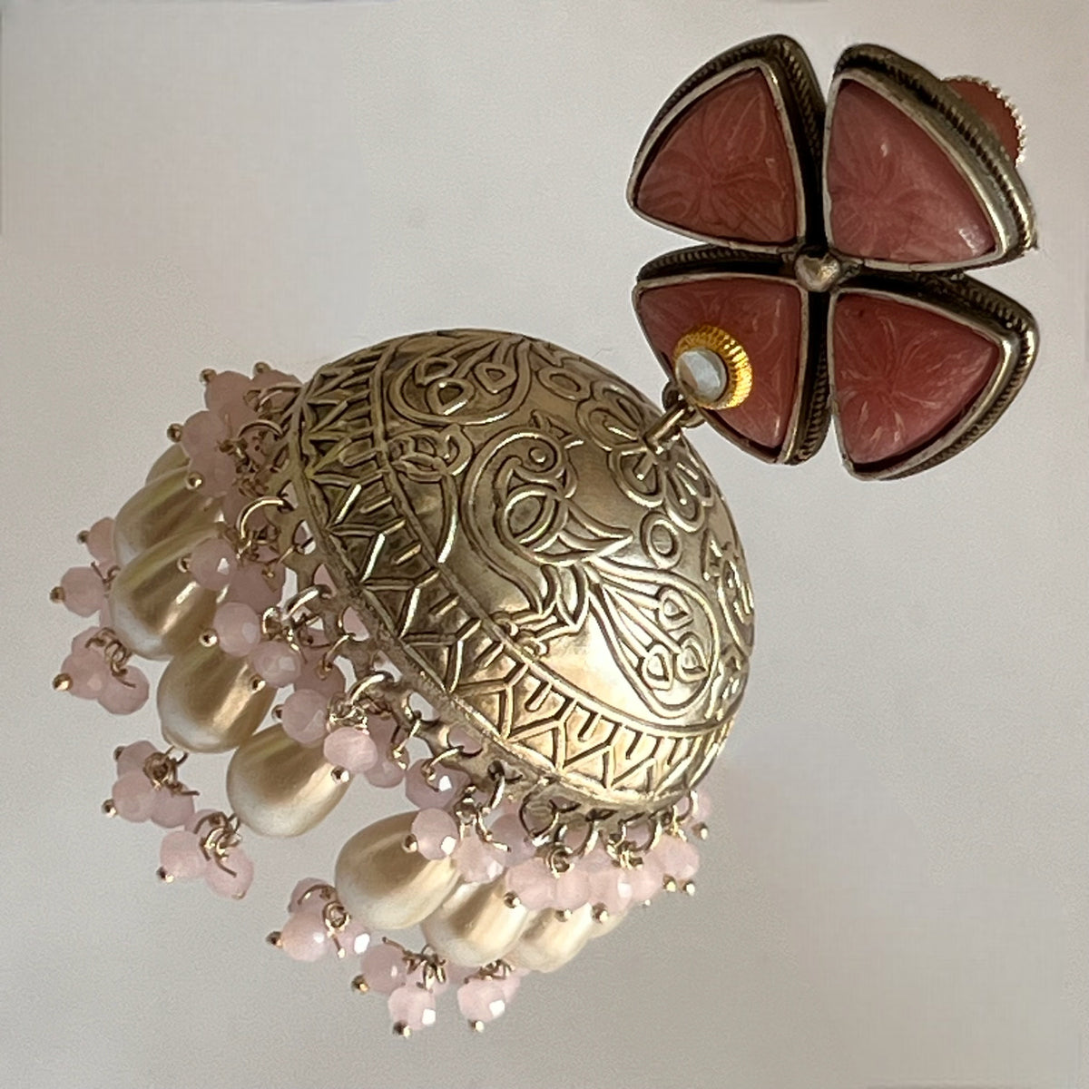 MASANI SILVER LOOK ALIKE DUAL-TONED SILVER POLISH HANDMADE JHUMKA ER573