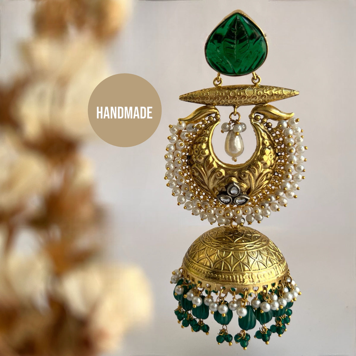KEREN SILVER LOOK ALIKE GOLD-TONED SILVER POLISH HANDMADE JHUMKA ER563