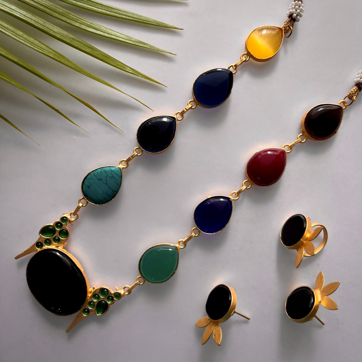 ROXANIA SET RING EARRING AND NECKLACE HANDMADE GOLD TONED PREMIUM NECKLACE/NECKPIECE EARRING SET NL30