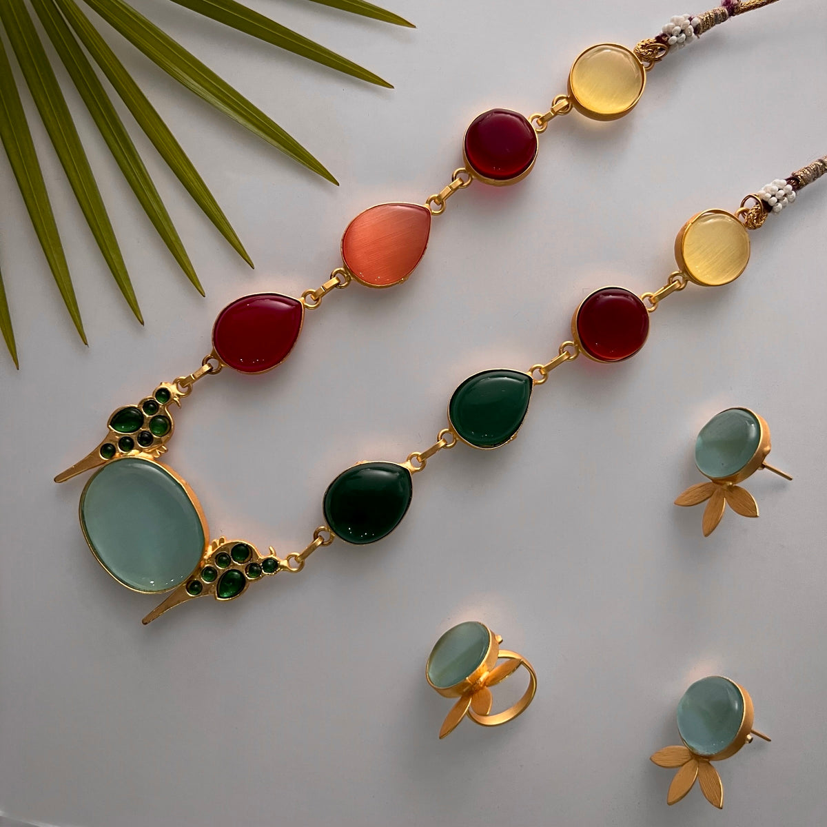 ROXANIA SET RING EARRING AND NECKLACE HANDMADE GOLD TONED PREMIUM NECKLACE/NECKPIECE EARRING SET NL30