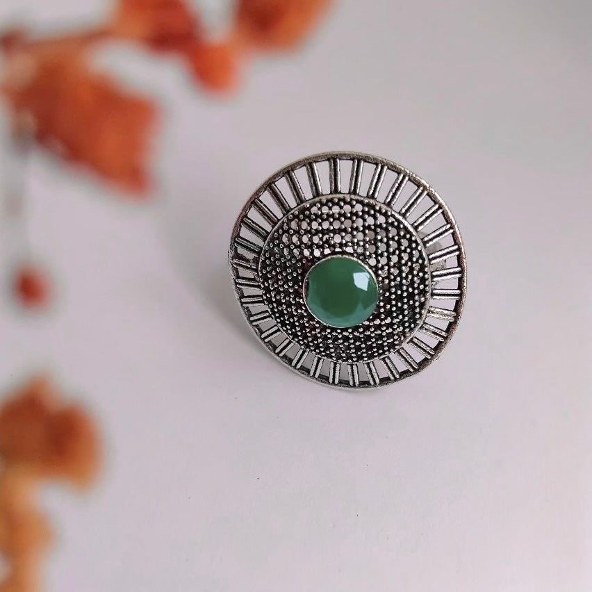 RIVONA OXIDIZED FINISH STONE RING R90