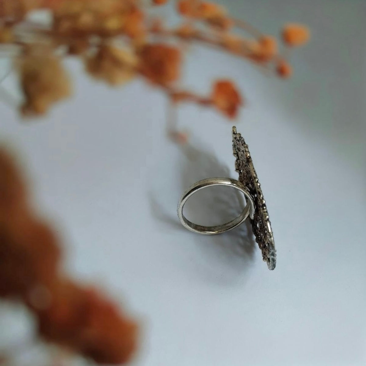 KINARA OXIDIZED FINISH STONE RING R94