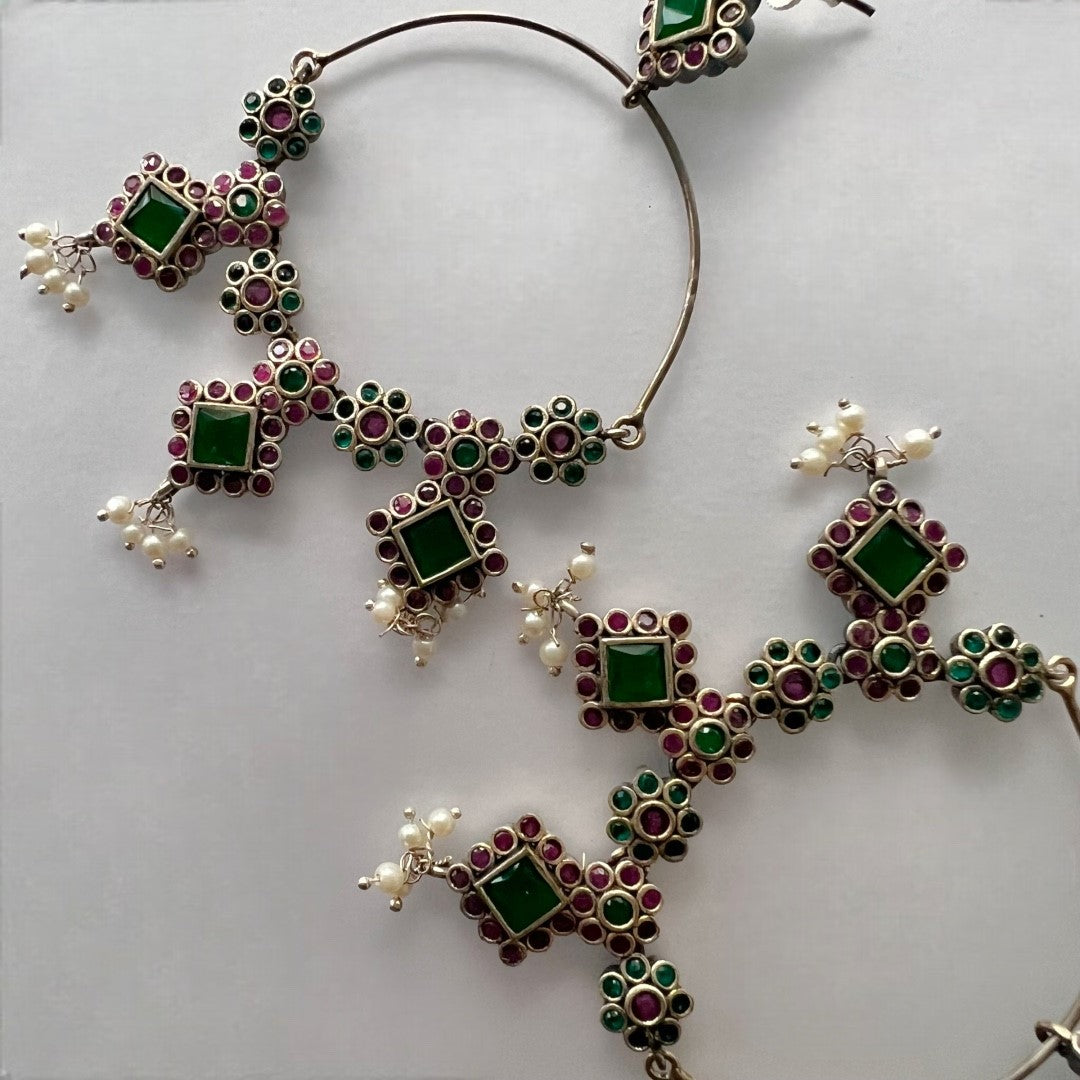 RADIANT ROUNDS SILVER LOOK ALIKE HANDMADE LOOP EARRING ER210