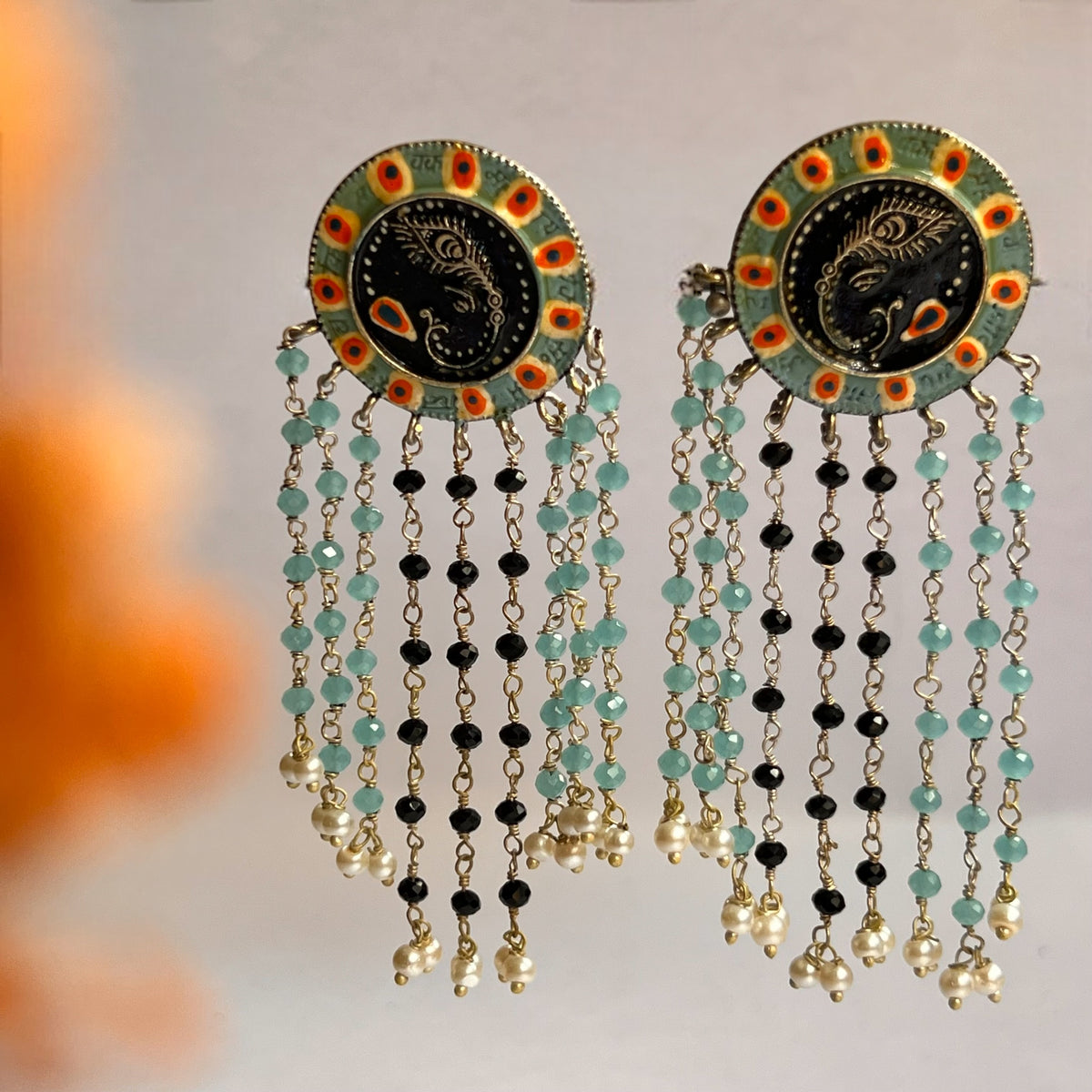 RAHENA RAW AND RUSTIC VINTAGE HAND PAINTED EARRINGS ER610