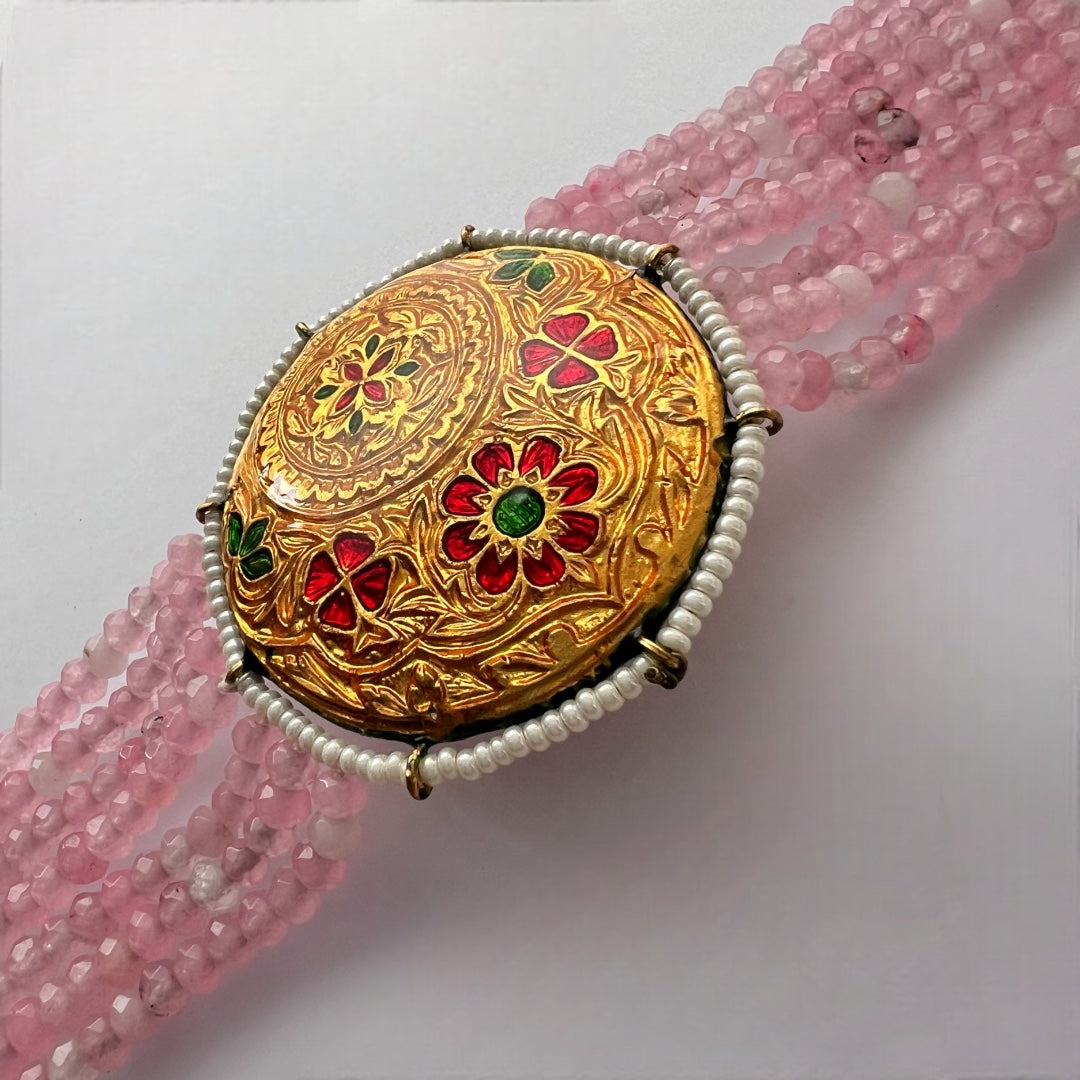 JADE ONEX BEADS LAC AND KUNDAN BIJOUX PREMIUM AND EXCLUSIVE HANDMADE CHOKER WITH EARRINGS CH397