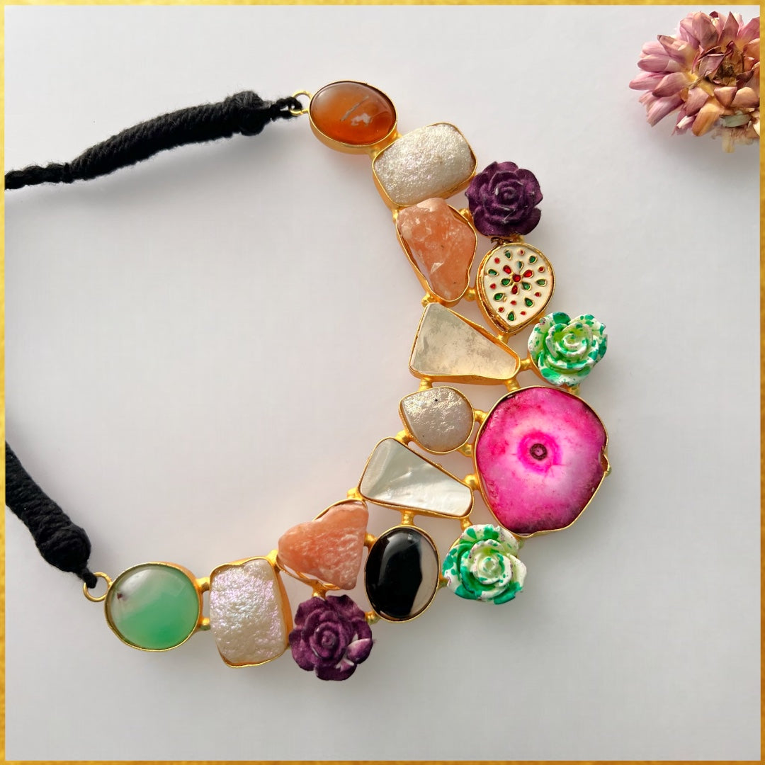 KRITHYA RAW STONE HANDMADE STATEMENT RAW RUSTIC NECKLACE NL07