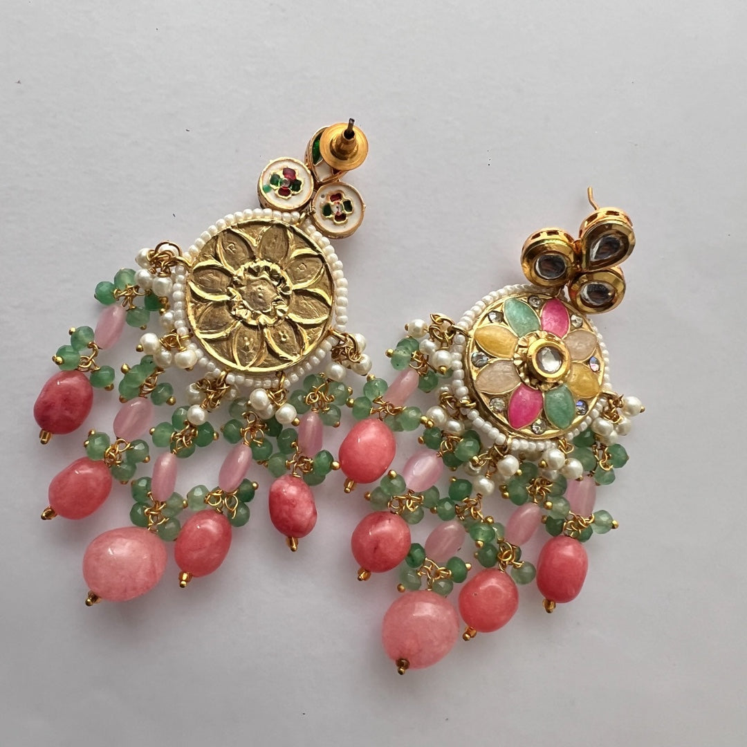 REETHANA BIJOUX PREMIUM HANDMADE CHOKER WITH EARRINGS AND TIKKA CH395