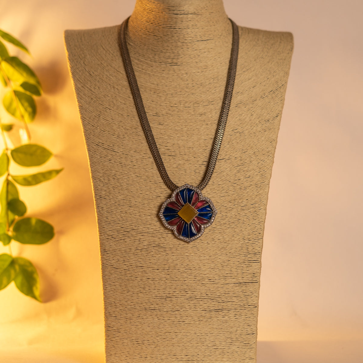 COCO BELLA HANDMADE RAW AND RUSTIC SILVER LOOK ALIKE ANTIQUE MALA WITH EARRINGS ML187