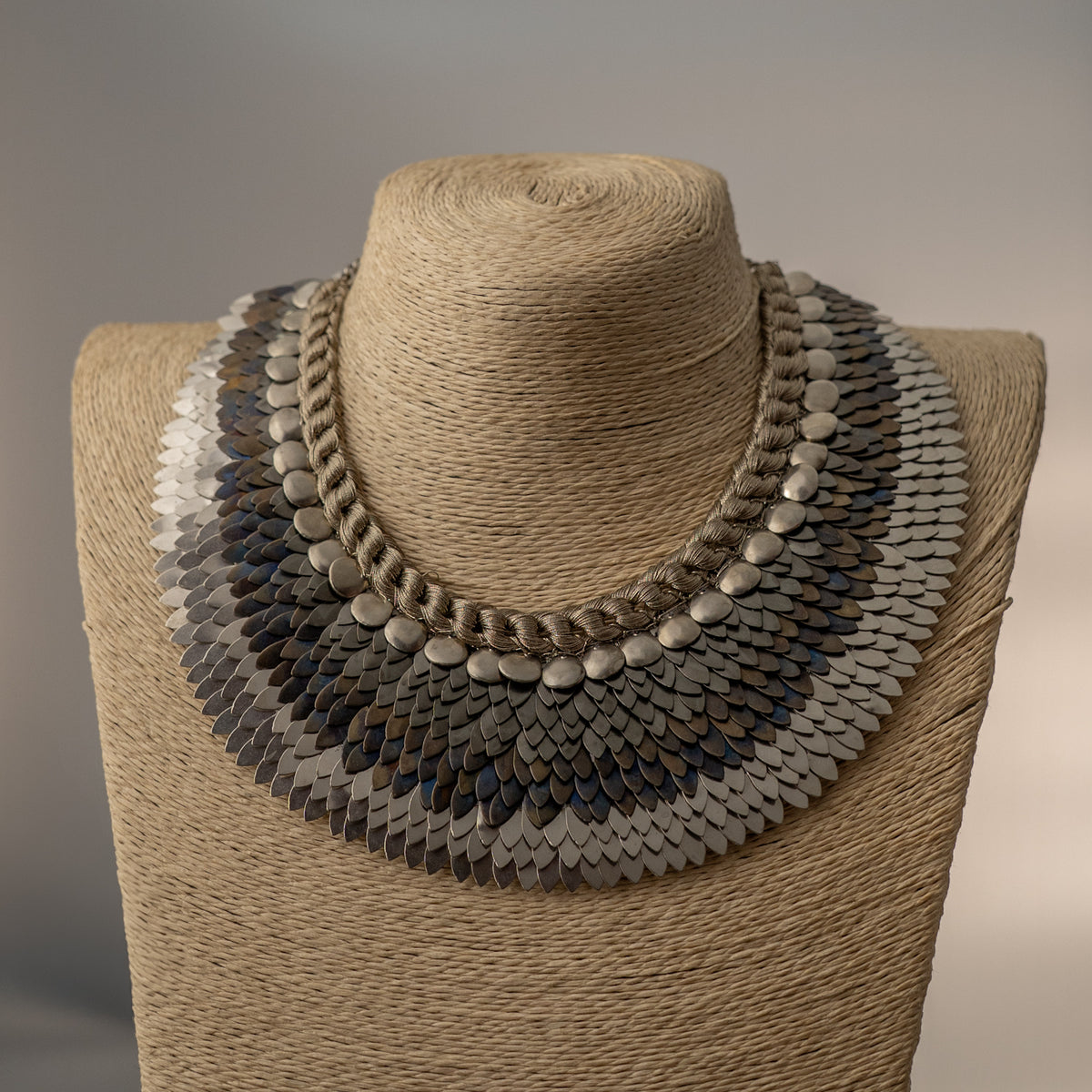 ELLA BIJOUX PREMIUM BRASS FLAKES HANDMADE ANTIQUE NECKPIECE/NECKLACE WITH EARRING NL274