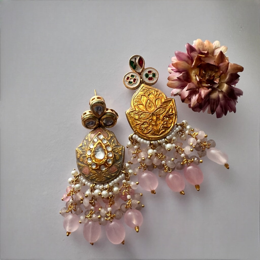 NIKILA ONEX BEADS LAC AND KUNDAN BIJOUX PREMIUM AND EXCLUSIVE HANDMADE CHOKER WITH EARRINGS CH396