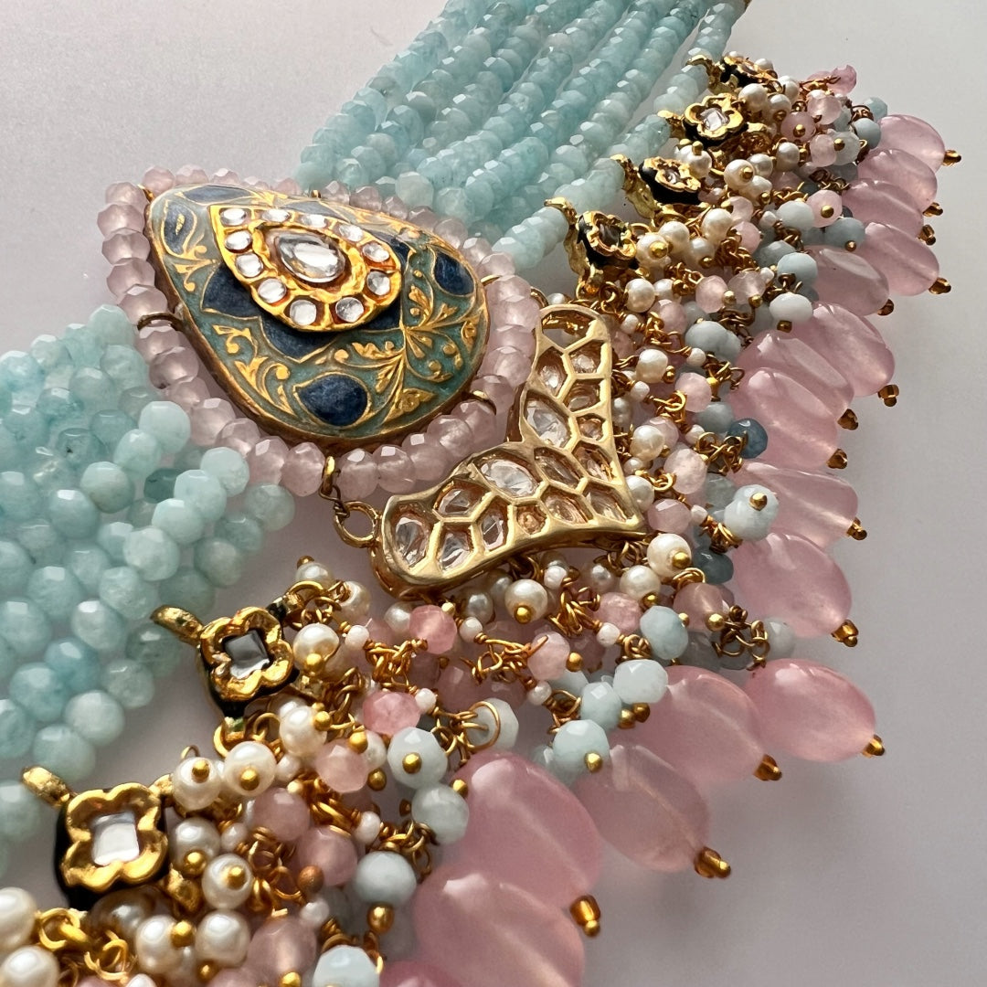 NIKILA ONEX BEADS LAC AND KUNDAN BIJOUX PREMIUM AND EXCLUSIVE HANDMADE CHOKER WITH EARRINGS CH396