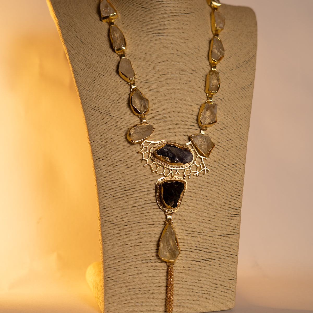 YARIKA BIJOUX EXCLUSIVE HANDMADE RAW STONE STATEMENT MALA ML174