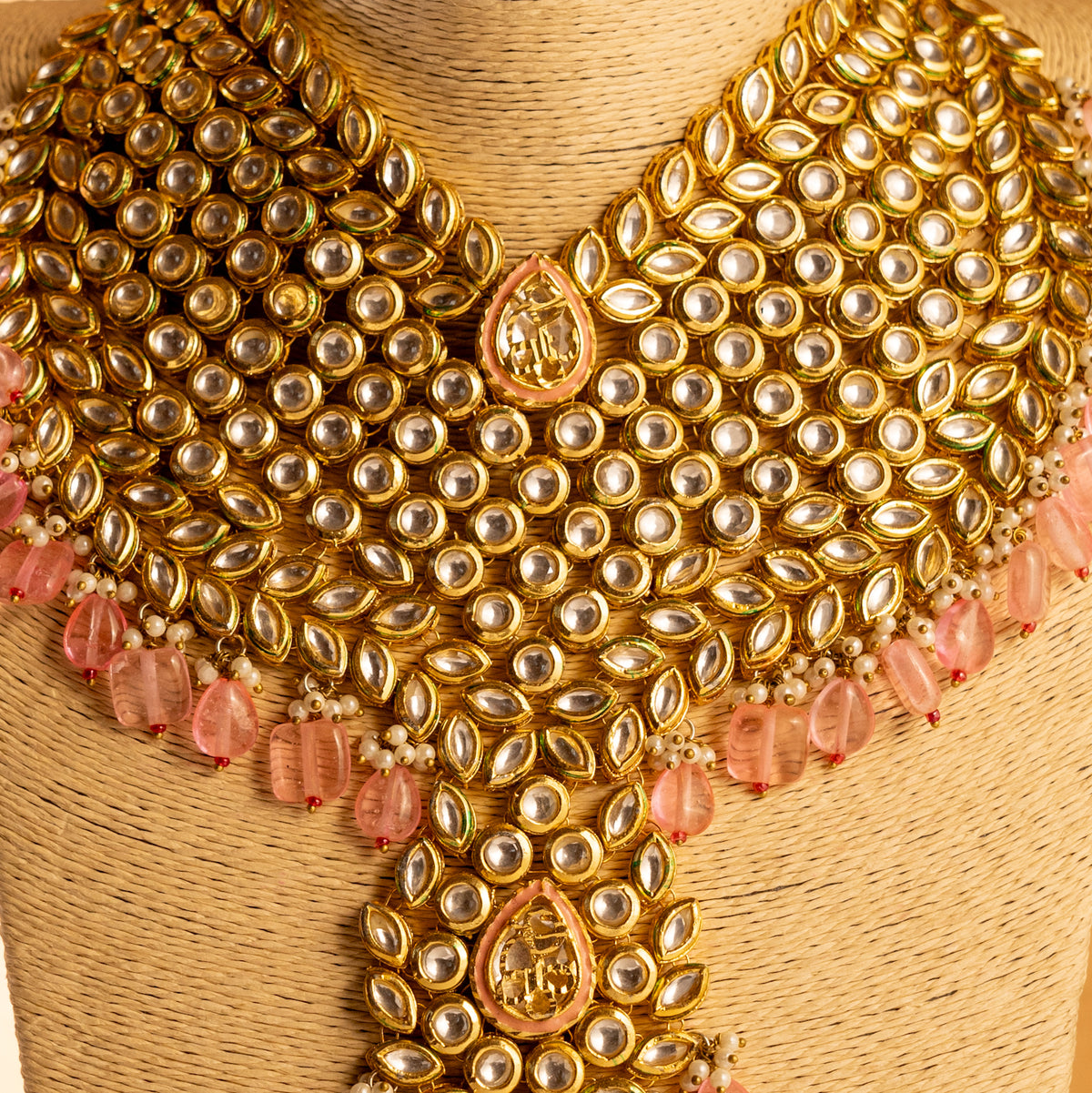 VIRAHI KUNDAN BRIDAL BEADED HANDMADE ANTIQUE NECKPIECE NECKLACE NL65
