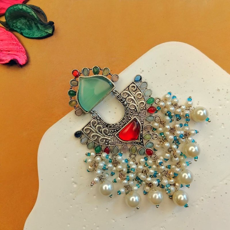 RAINA SEMI HANDMADE OXIDIZED DANGLER EARRING ER378