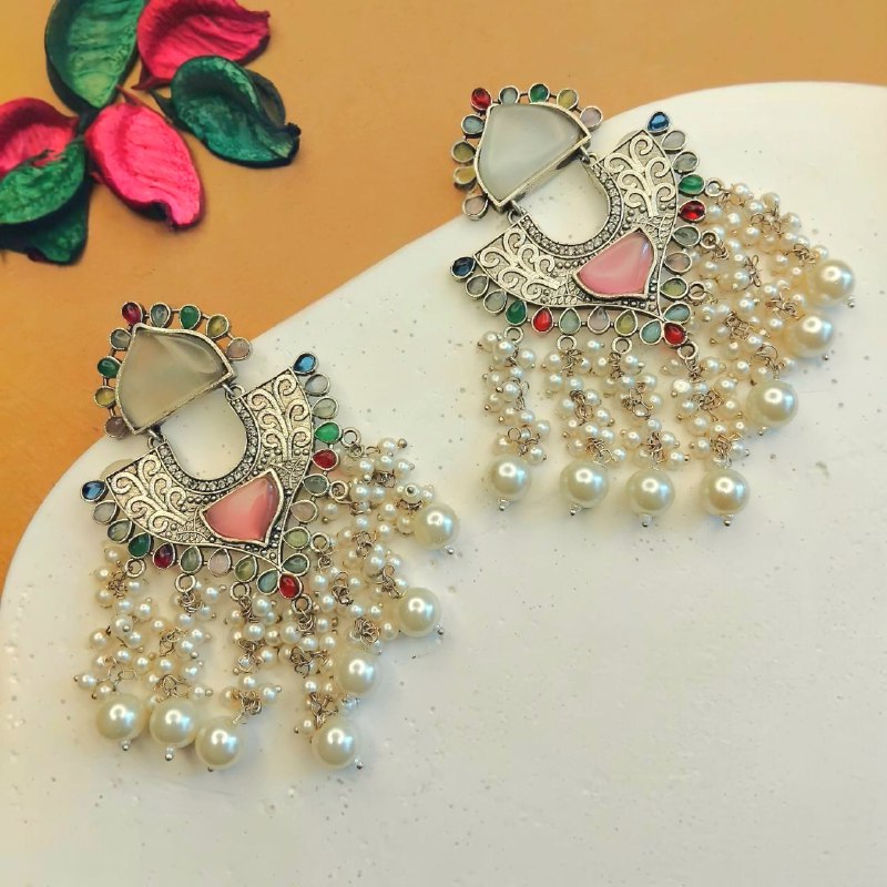 DARSHA SEMI HANDMADE OXIDIZED DANGLER EARRING ER377