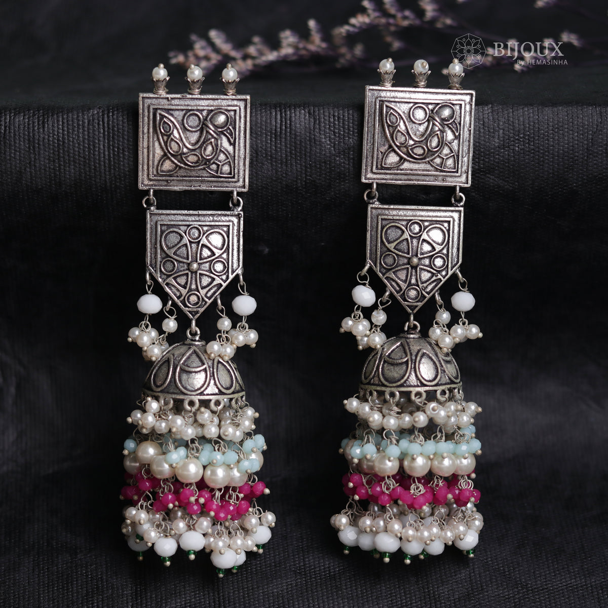 TRADITIONAL TWIST OXIDIZED JHUMKAS ER59