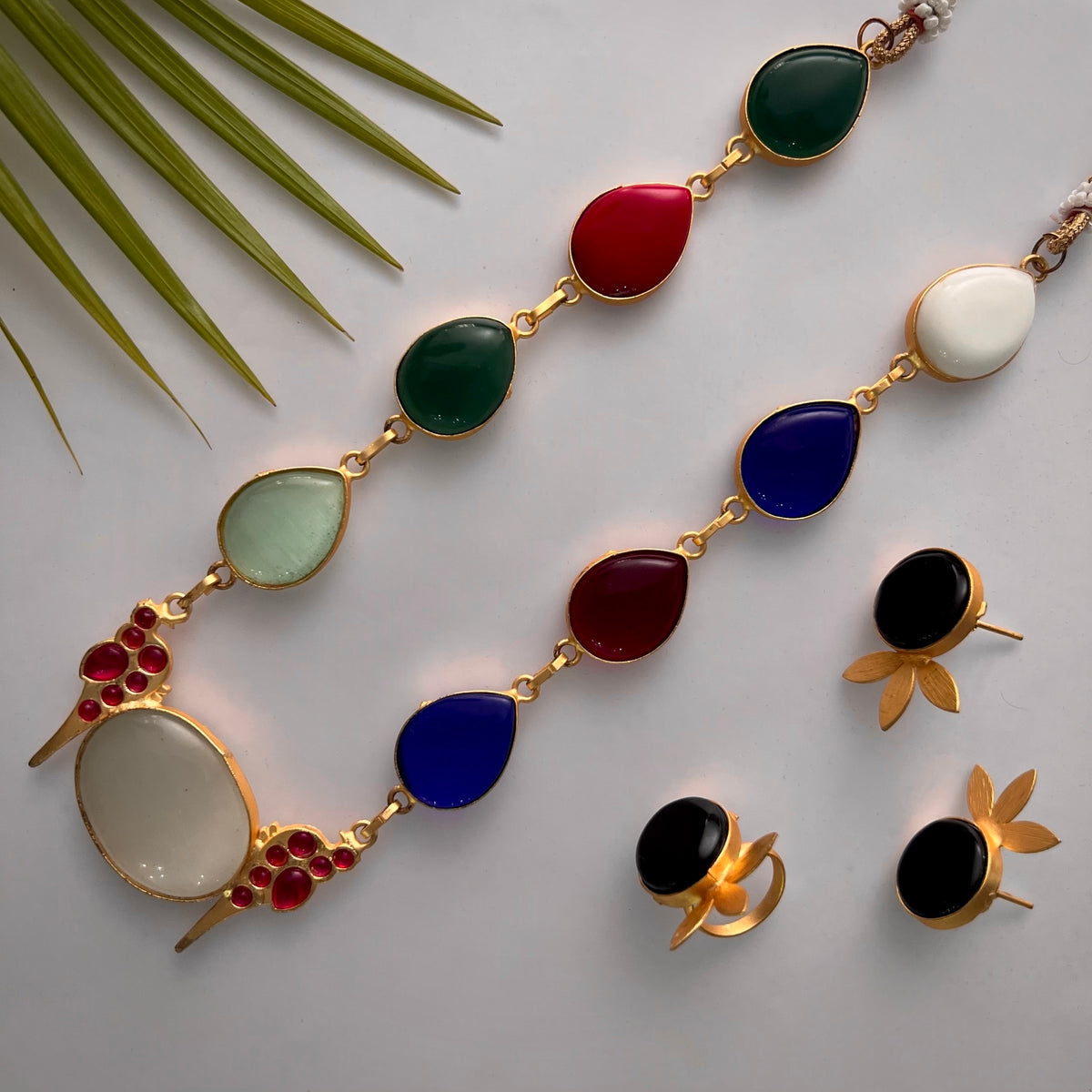 ROXANIA SET RING EARRING AND NECKLACE HANDMADE GOLD TONED PREMIUM NECKLACE/NECKPIECE EARRING SET NL30