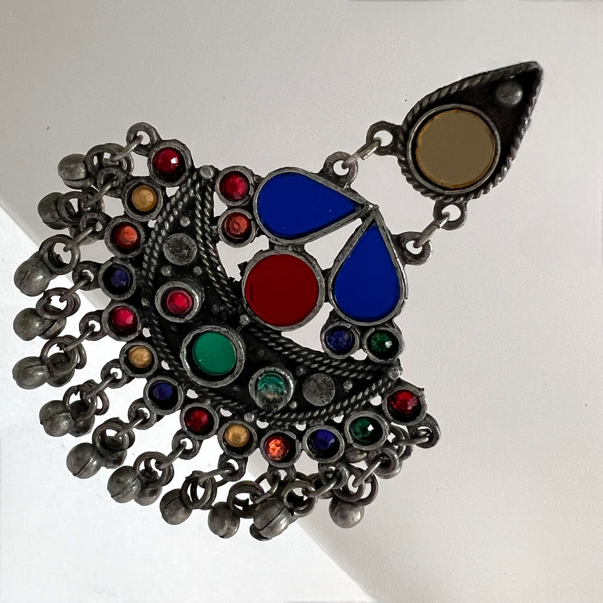 SARAH AFGHANI MEENA RAW AND RUSTIC AND VINTAGE MIRROR EARRING AF54