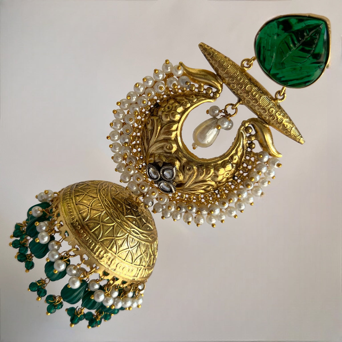 KEREN SILVER LOOK ALIKE GOLD-TONED SILVER POLISH HANDMADE JHUMKA ER563