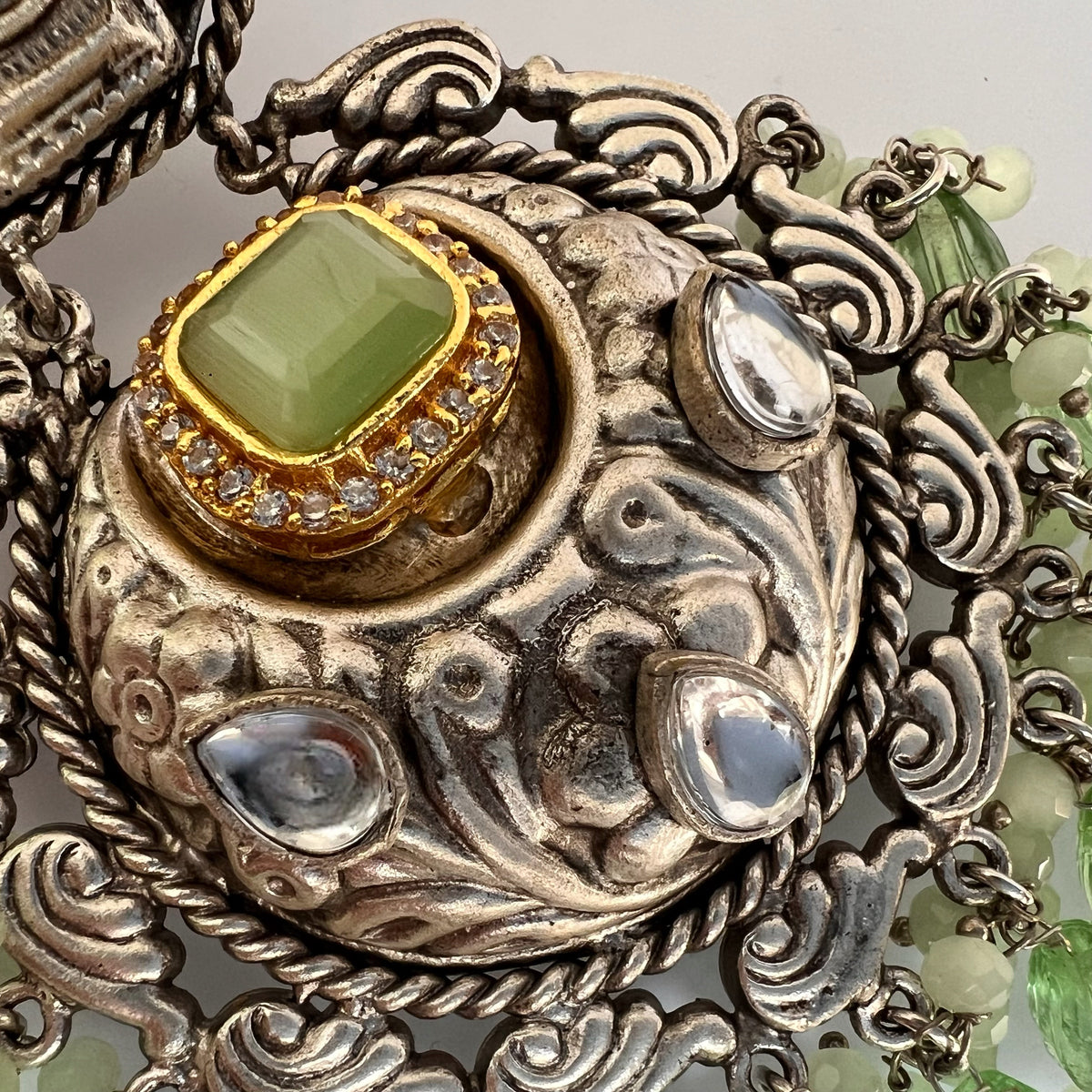 ANISE SILVER LOOK ALIKE DUAL-TONED SILVER POLISH HANDMADE DANGLERS ER564