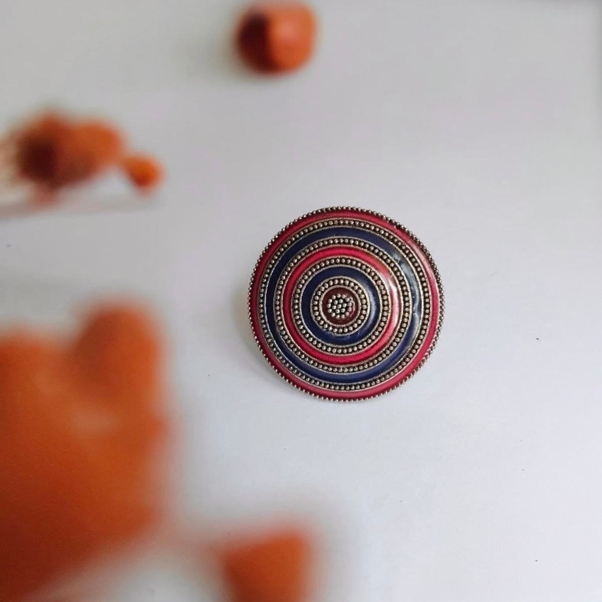 BARSHANA FAUX SILVER ENAMEL PREMIUM POLISH RING R101