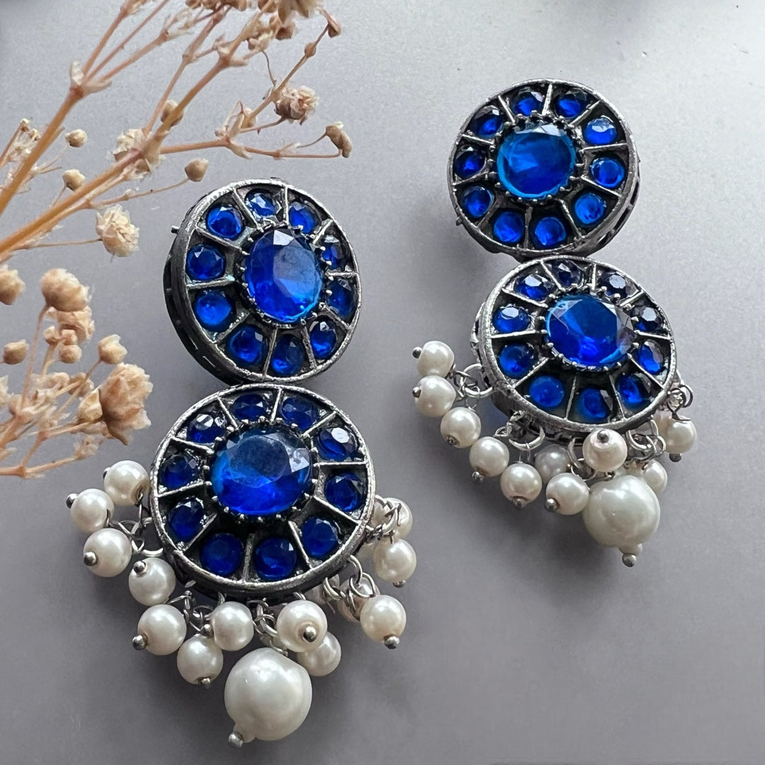 VINAYA FAUX SILVER BIJOUX PREMIUM AND EXCLUSIVE SEMI HANDMADE NECKLACE WITH EARRINGS NL136