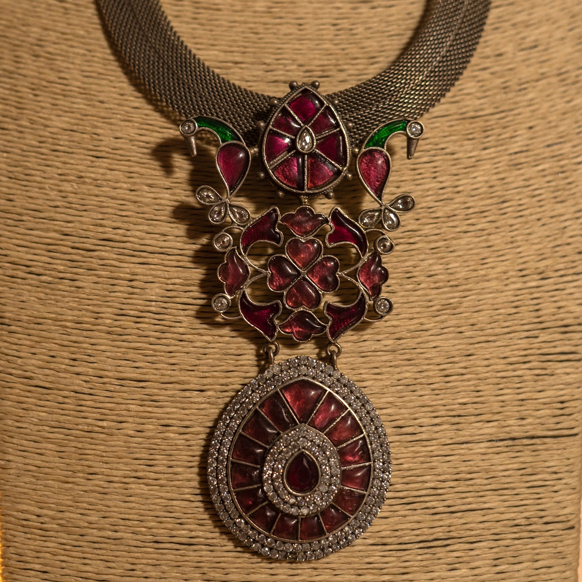 IRIS HANDMADE RAW AND RUSTIC SILVER LOOK ALIKE ANTIQUE MALA WITH EARRINGS ML180