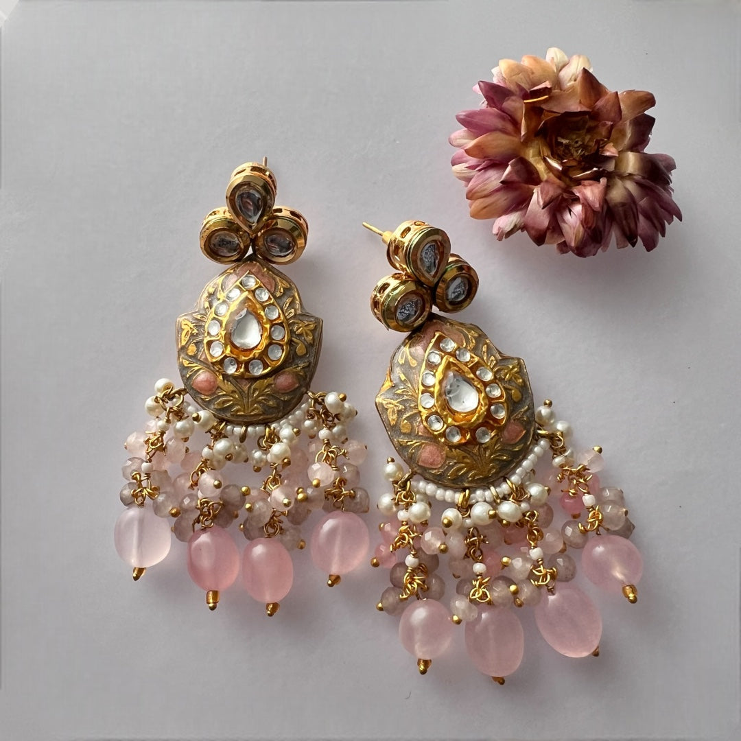 NIKILA ONEX BEADS LAC AND KUNDAN BIJOUX PREMIUM AND EXCLUSIVE HANDMADE CHOKER WITH EARRINGS CH396