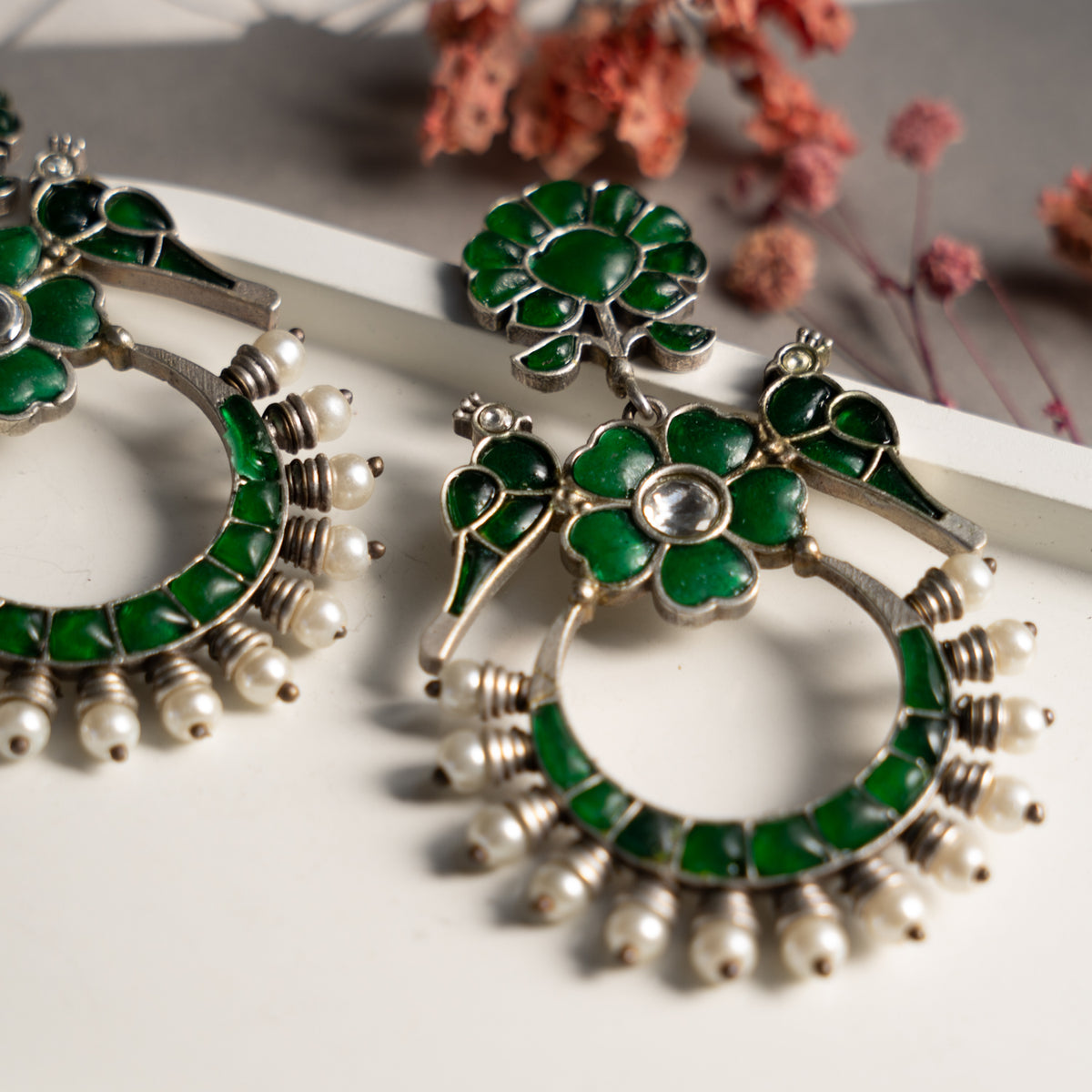 TIRZA BIJOUX PREMIUM AND EXCLUSIVE FAUX SILVER SEMI HANDMADE RAW AND RUSTIC  EARRINGS ER742