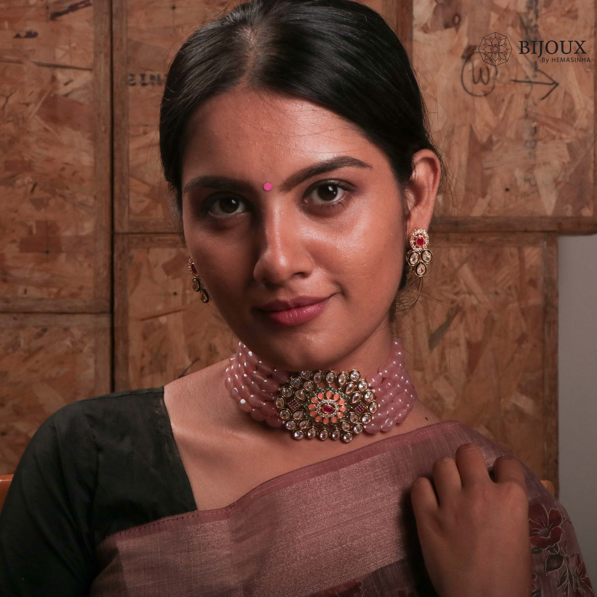 EDEN BIJOUX PREMIUM AND EXCLUSIVE MONALISA HANDMADE CHOKER WITH EARRINGS CH212
