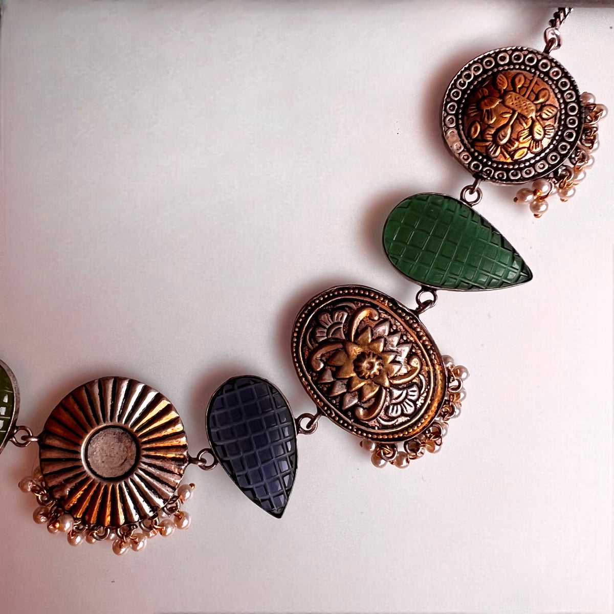 RITHANA BIJOUX PREMIUM AND EXCLUSIVE HAND HAMMERED HANDMADE CHOKER WITH EARRINGS CH101