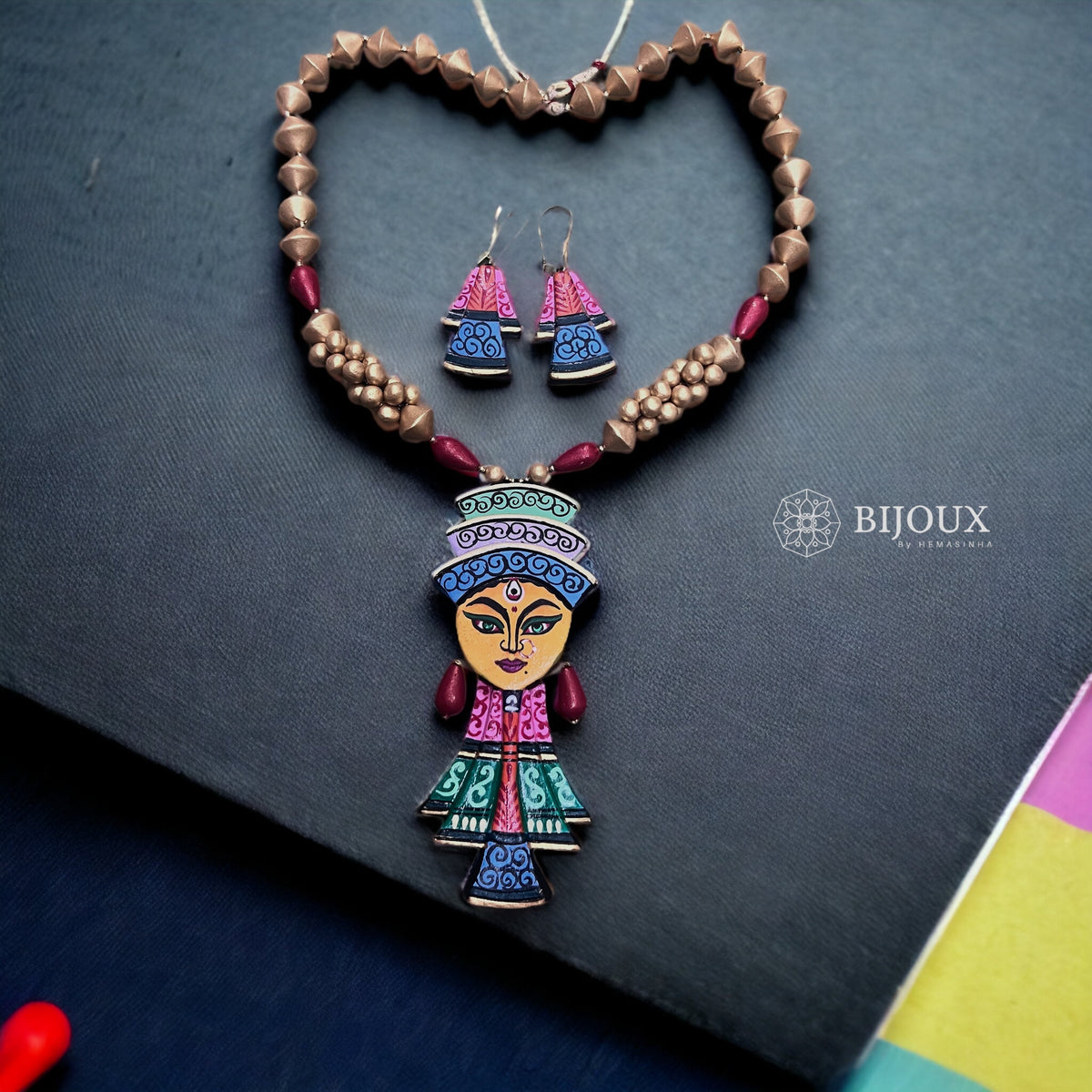 HERA TERRACOTTA NECKLACE WITH EARRINGS TR05