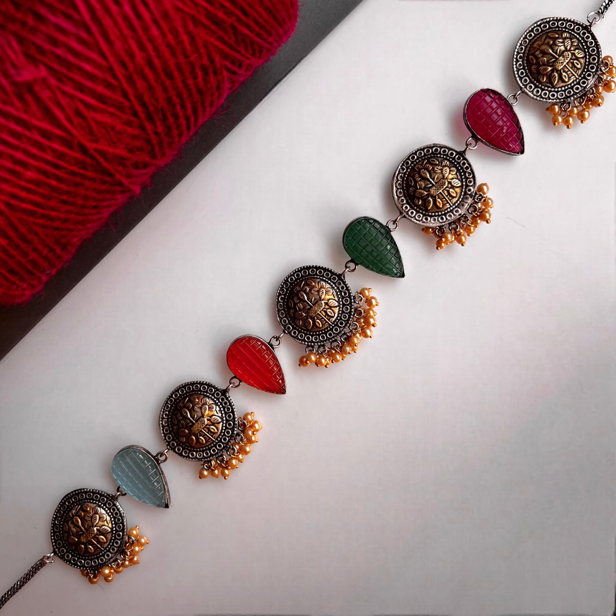 RITHANA BIJOUX PREMIUM AND EXCLUSIVE HAND HAMMERED HANDMADE CHOKER WITH EARRINGS CH101