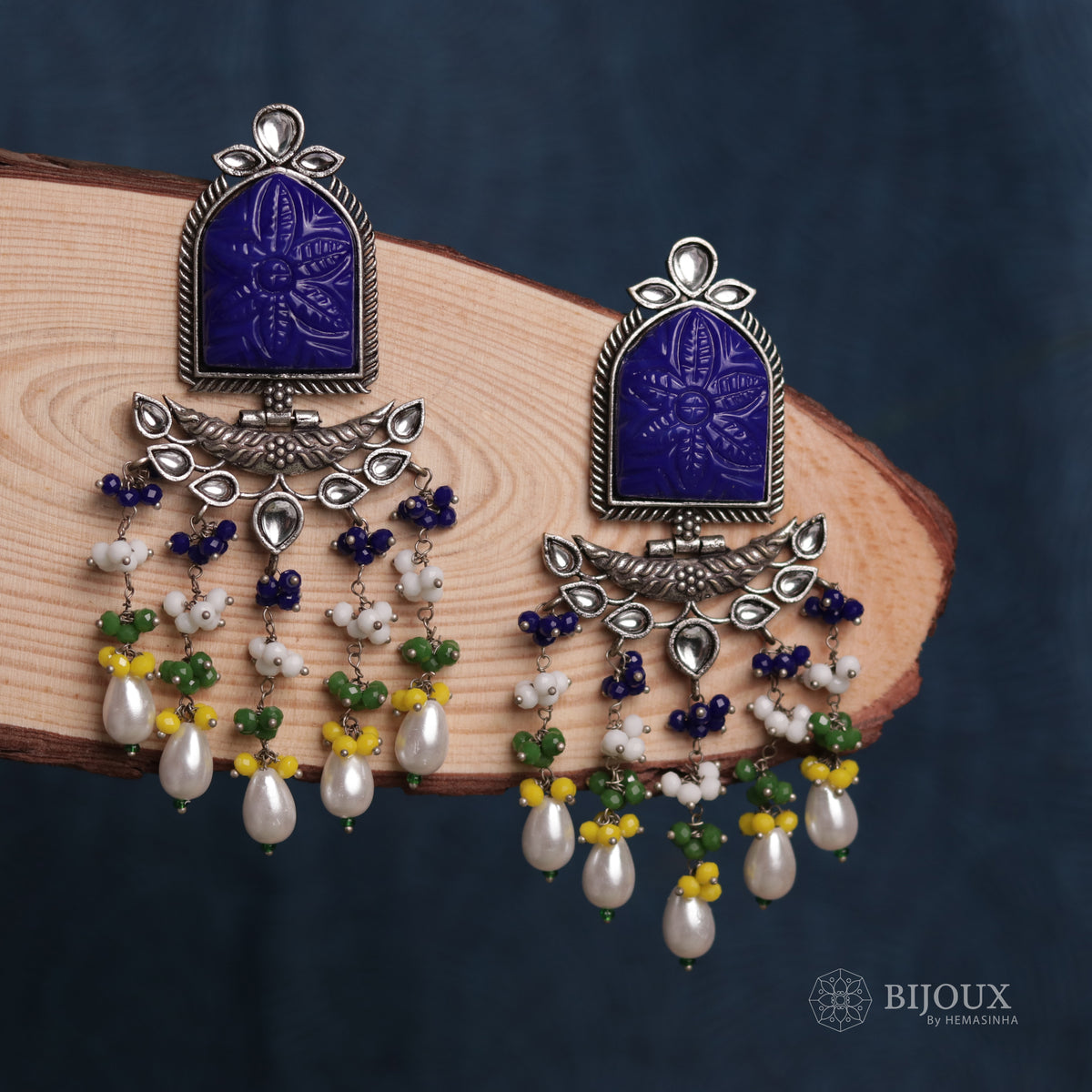 BEADED ENCHANTED CARVING SEMI-HANDMADE STONE EARRINGS ER30