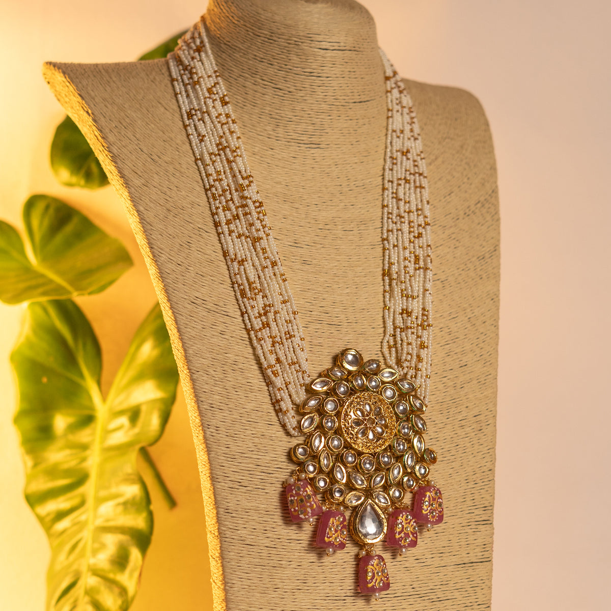 KIRANYA KUNDAN AND NATURAL STONE HAND PAINTED AND HANDMADE MALA ML13