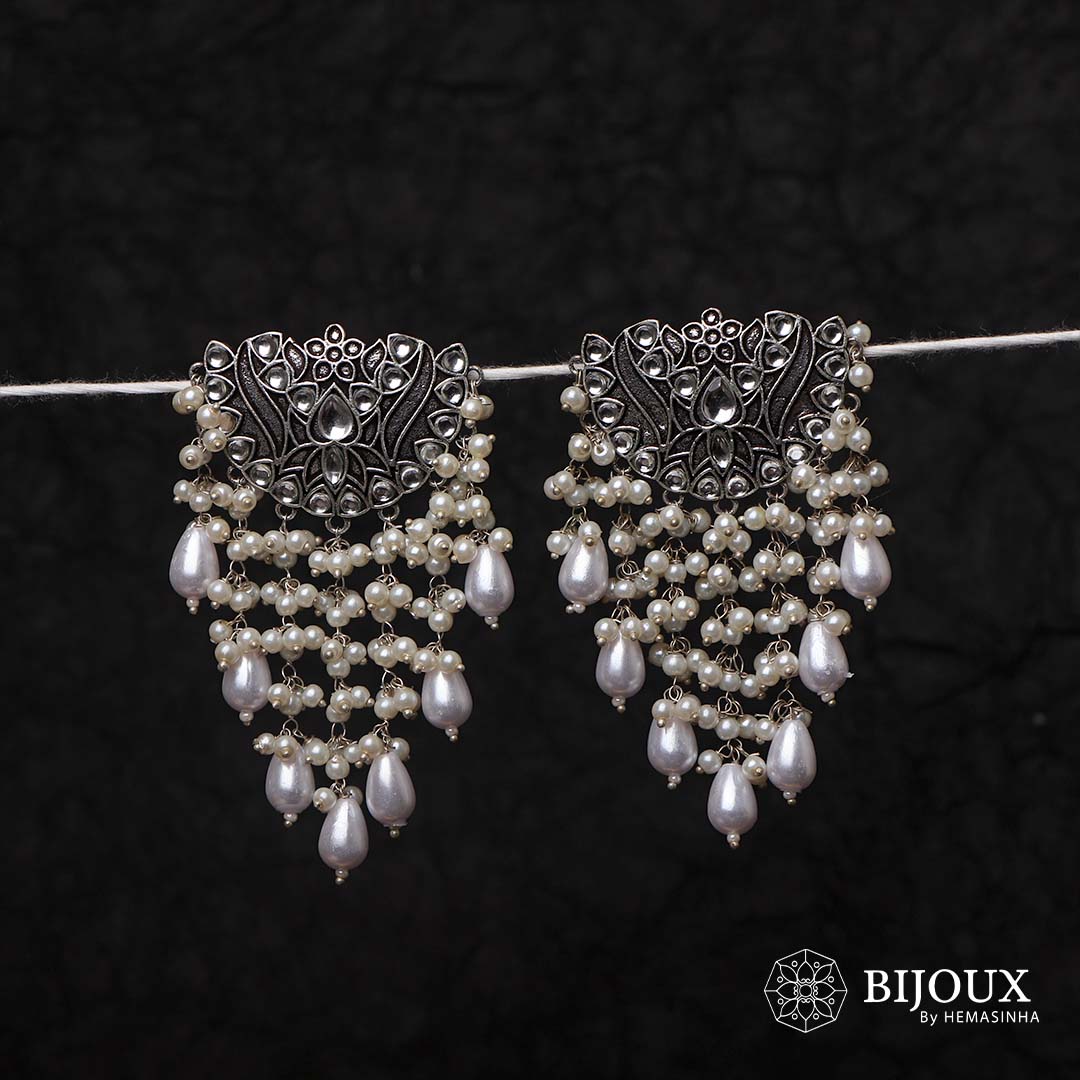 MONA FAUX SILVER  BRASS RAW AND RUSTIC EARRINGS ER278