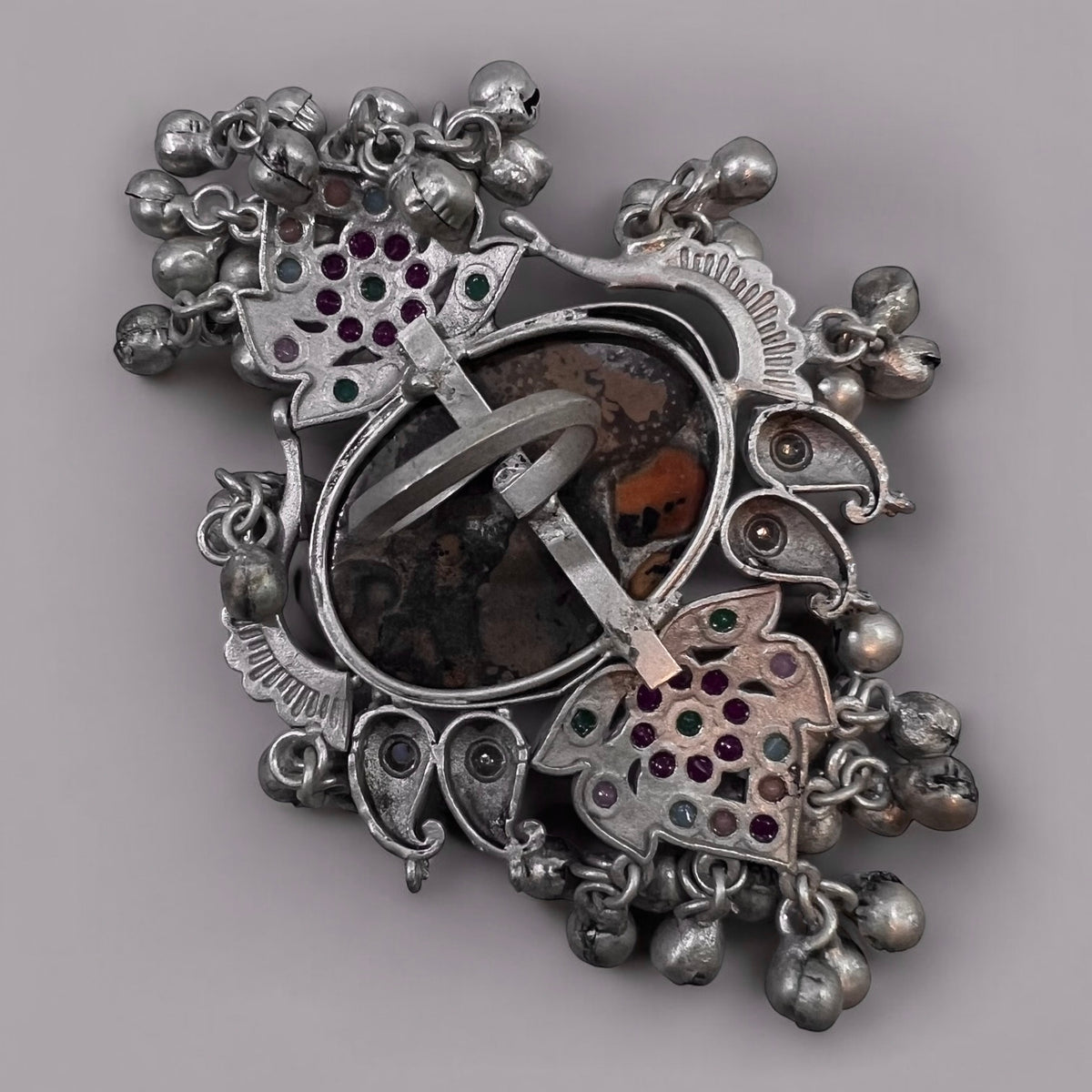 NIRAA PREMIUM HANDMADE NATURAL STONES SILVER POLISH RING R58