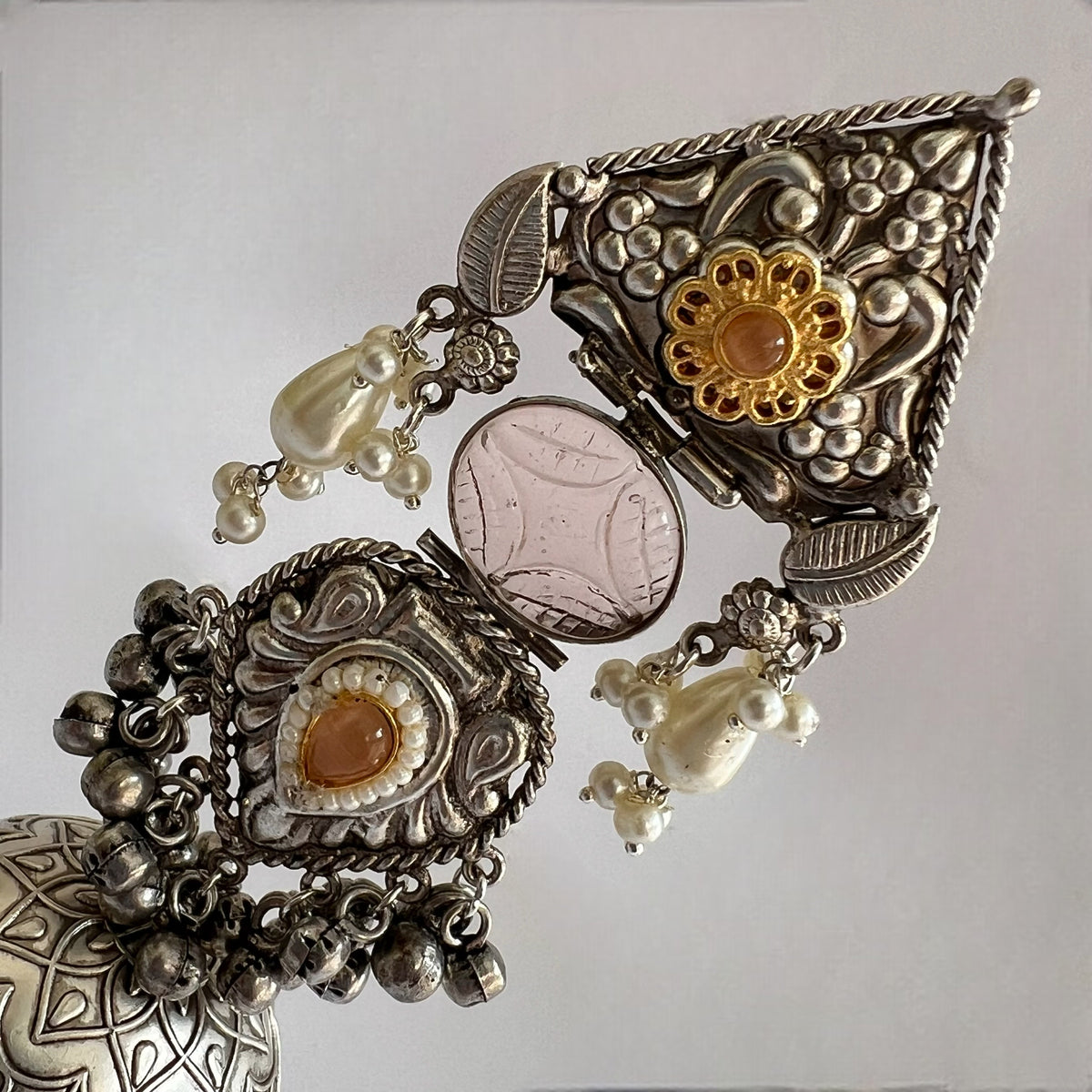 KRITHI SILVER LOOK ALIKE DUAL-TONED SILVER POLISH HANDMADE JUMBO JHUMKA ER572